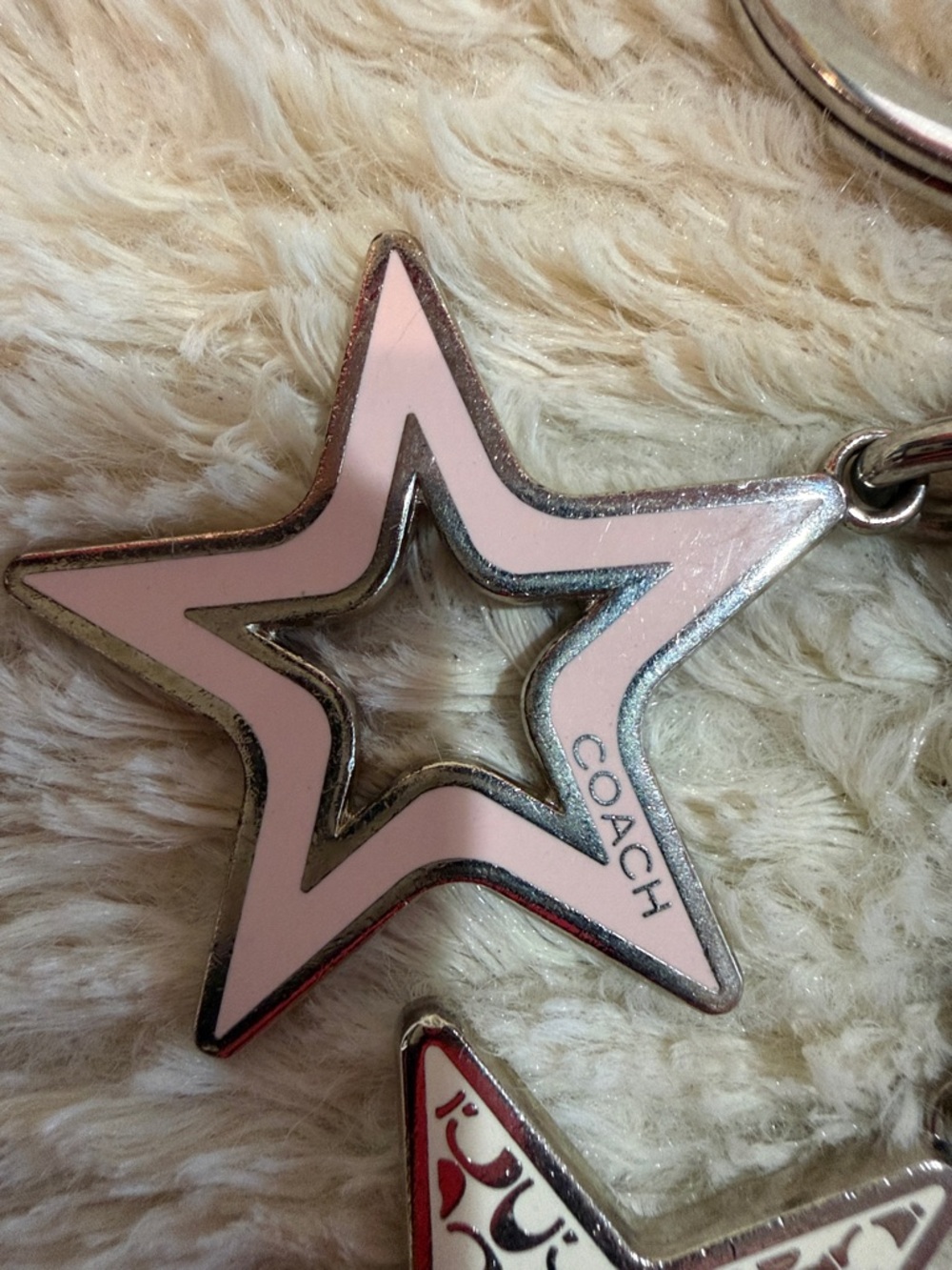 Coach Pink Multi-Star Key & Card Holder Charm - Picture 3 of 4